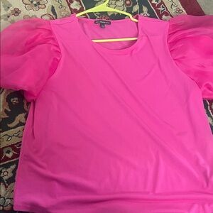 Bright Pink Puff-Sleeve Blouse